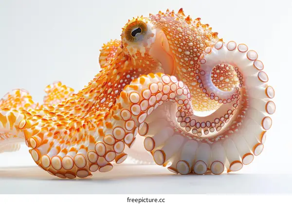 A stunning close up of a rare albino octopus