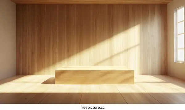 Empty Wooden Display Podium in Minimalist Room
