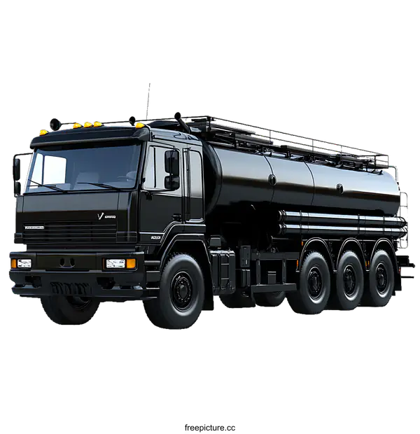 [Transparent Background PNG]Black Tanker Truck 3D Model