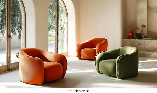 Modern Upholstered Armchairs in a Stylish Living Room