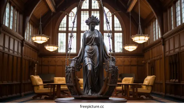 Statue of a woman in a classical setting