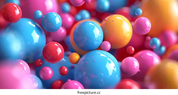 Colorful 3D spheres floating in mid-air