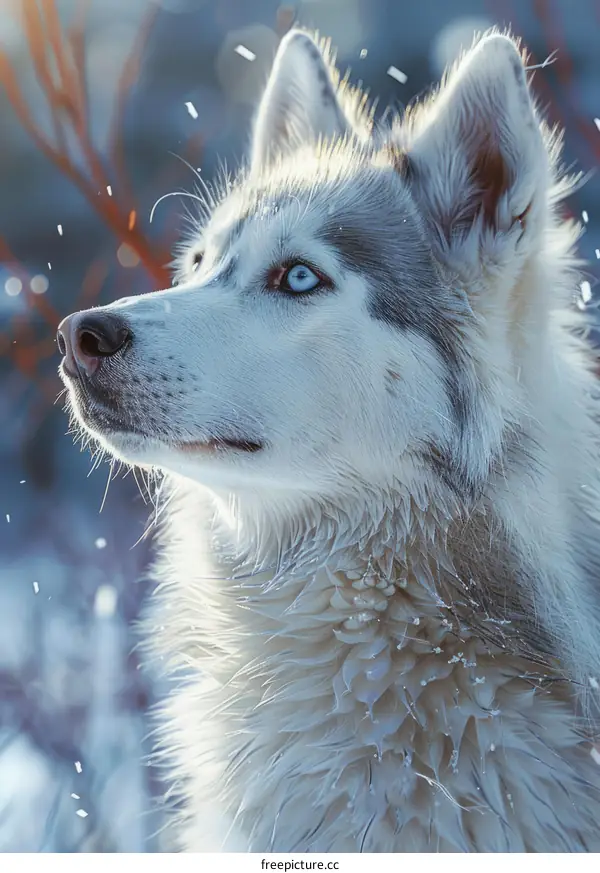 A majestic Siberian Husky in the snow