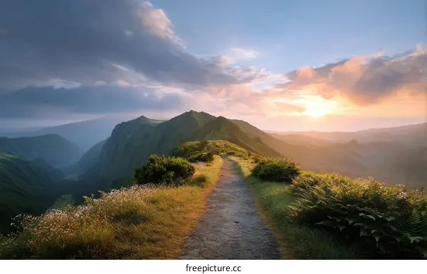 Majestic Mountain Path at Sunrise