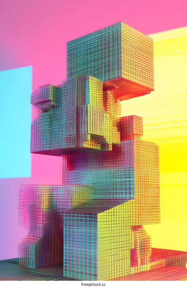 Abstract Colorful Geometric Shapes 3D Design