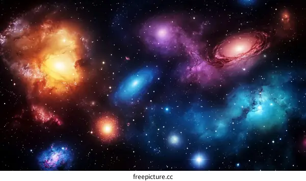 Colorful Nebulae in the Vast Universe