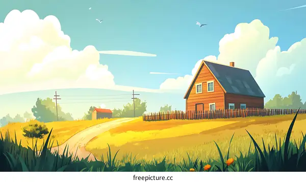 Summer Landscape with a Wooden House