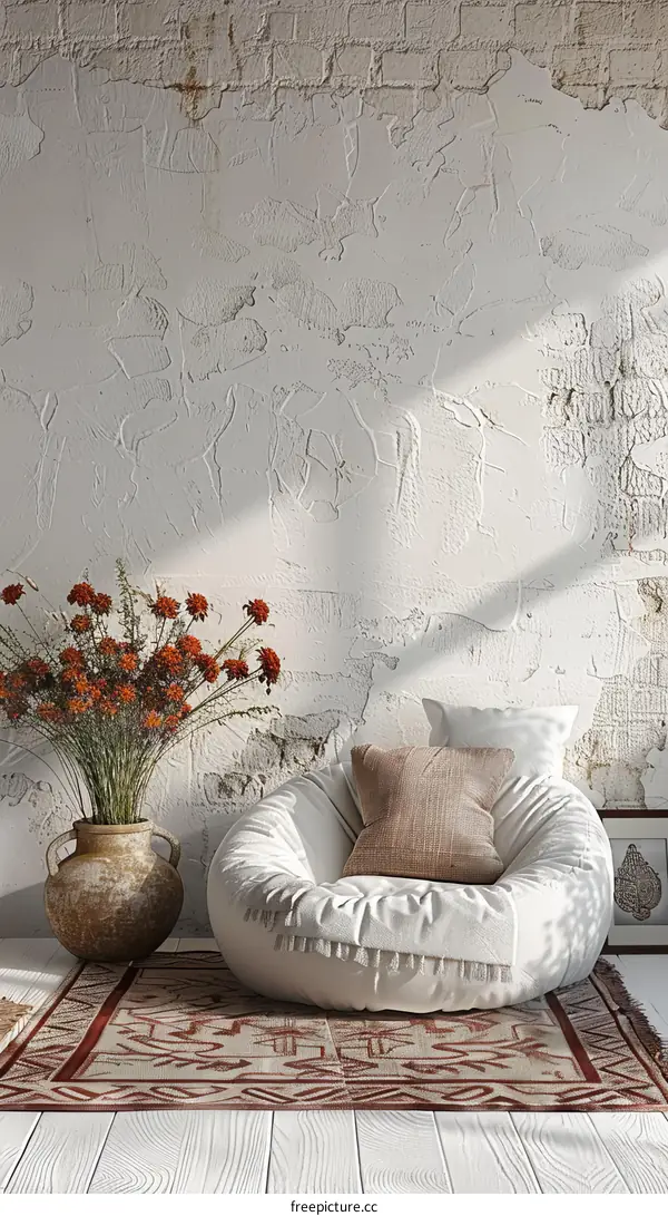 white shabby chic home interior design bohemian style