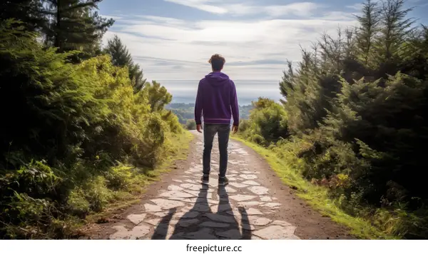 Man looking out at a scenic landscape