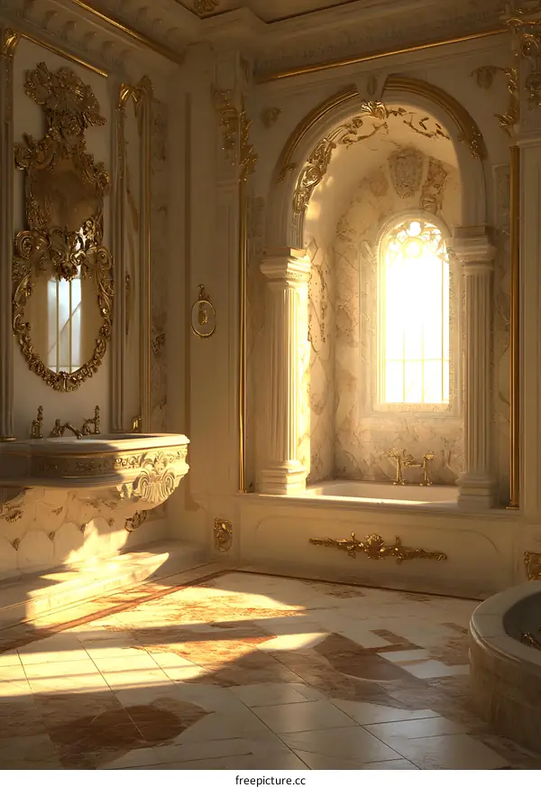 Luxury Bathroom Interior Design with Gold Accents