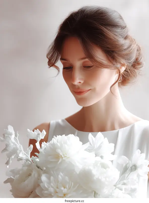Elegant Bride with Exquisite White Bouquet