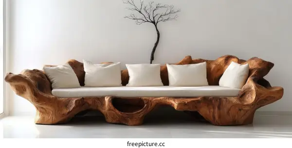Unique Wooden Sofa Design with Natural Curves