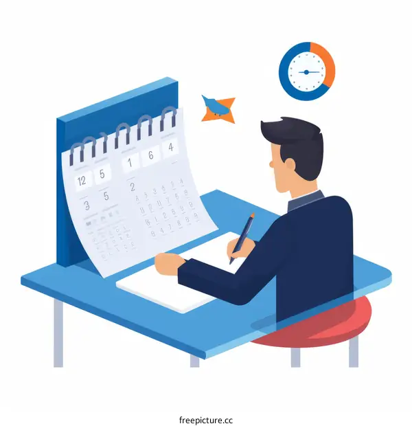 Businessman Planning Work Schedule and Time Management