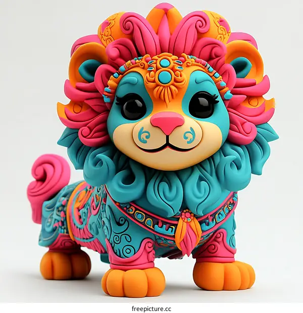 Colorful Decorative Lion Illustration