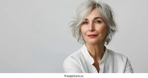 Confident Senior Woman With Grey Hair