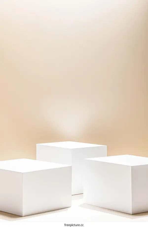 Three White Cubic Display Platforms