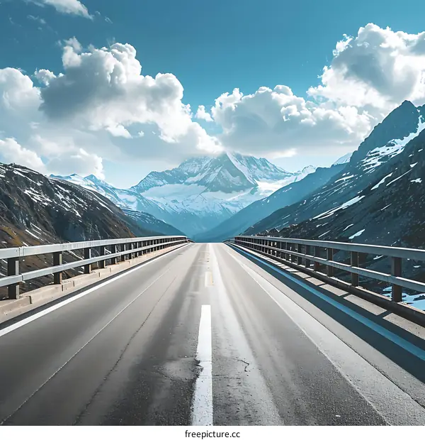 Empty Asphalt Road Leading Through Mountain Valley