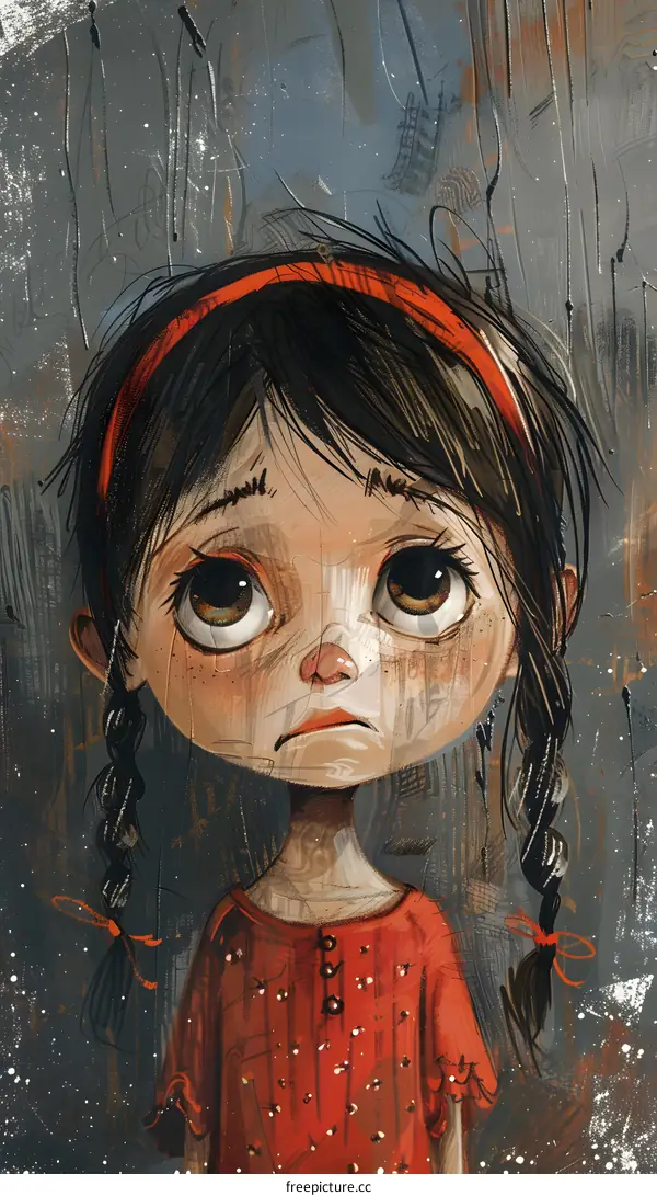 Little Girl with a Red Bow in Her Hair