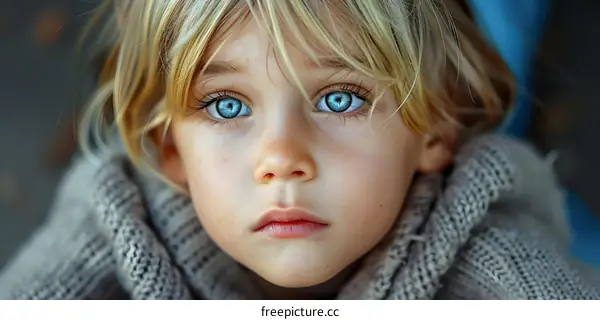 Portrait of a young child with blue eyes