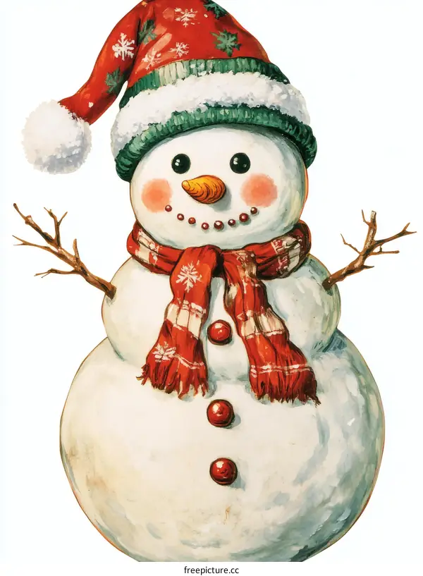 Cute Christmas Snowman Illustration