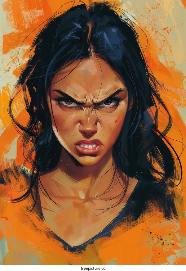 Vivid Portrait of a Furiously Angry Woman