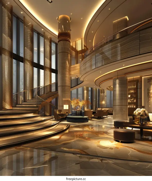 Impressive Staircase in a Luxurious Hotel