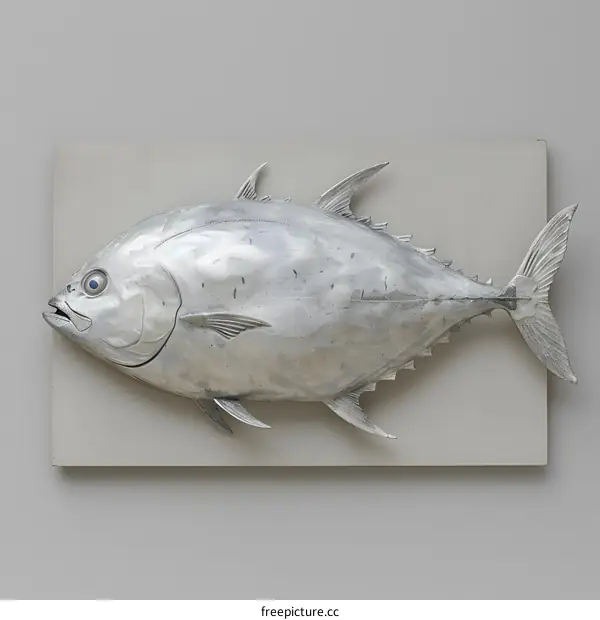 Silver Tuna Sculpture on Wall