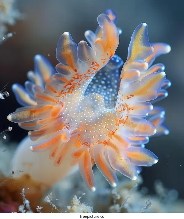 Underwater Translucent Orange and White Nudibranch