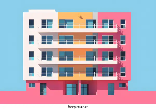 Modern Building With Colorful Facade