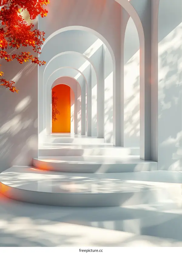 Minimalist White Futuristic Corridor Archway
