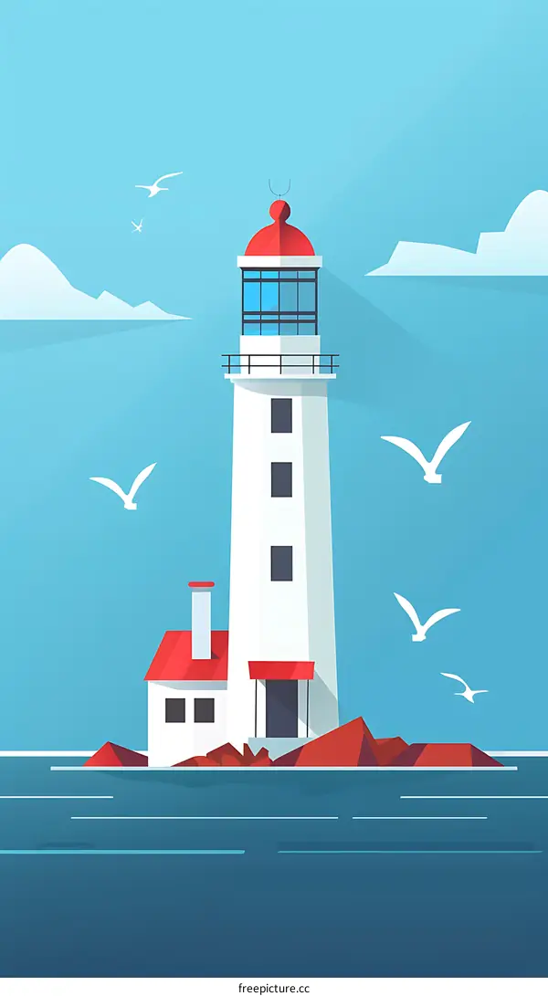 Lighthouse on a Rocky Island