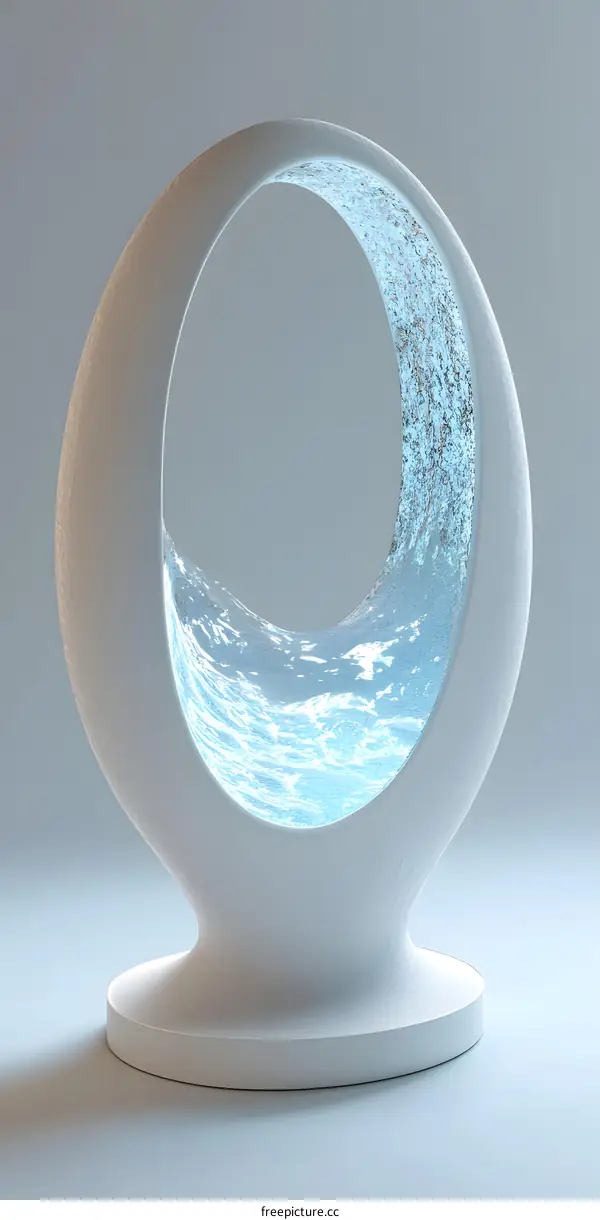 Abstract White Sculpture with Water