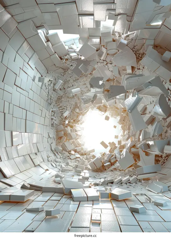 Abstract Tunnel with Shattered Walls