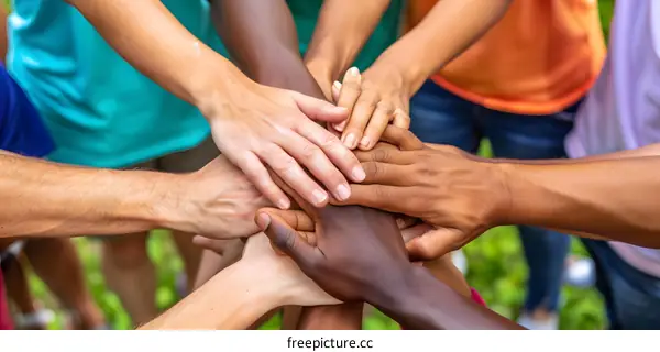 Hands of Different Races Layered Together In Unity