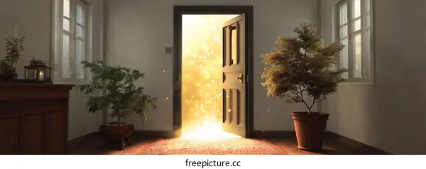 Golden Doorway Illuminating a Room