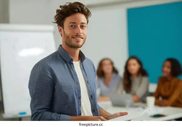 Business Meeting Presentation by Caucasian Male