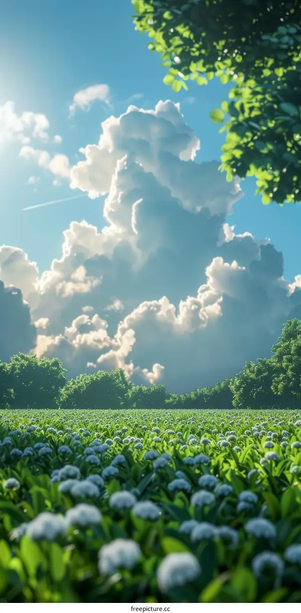 Beautiful Summer Meadow Landscape Illustration