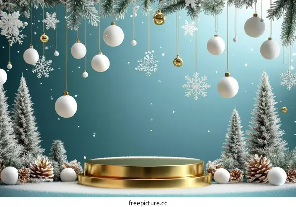 Christmas Decor Display with Snowy Trees