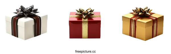 [Transparent Background PNG]Three Gift Boxes with Ribbons and Bows