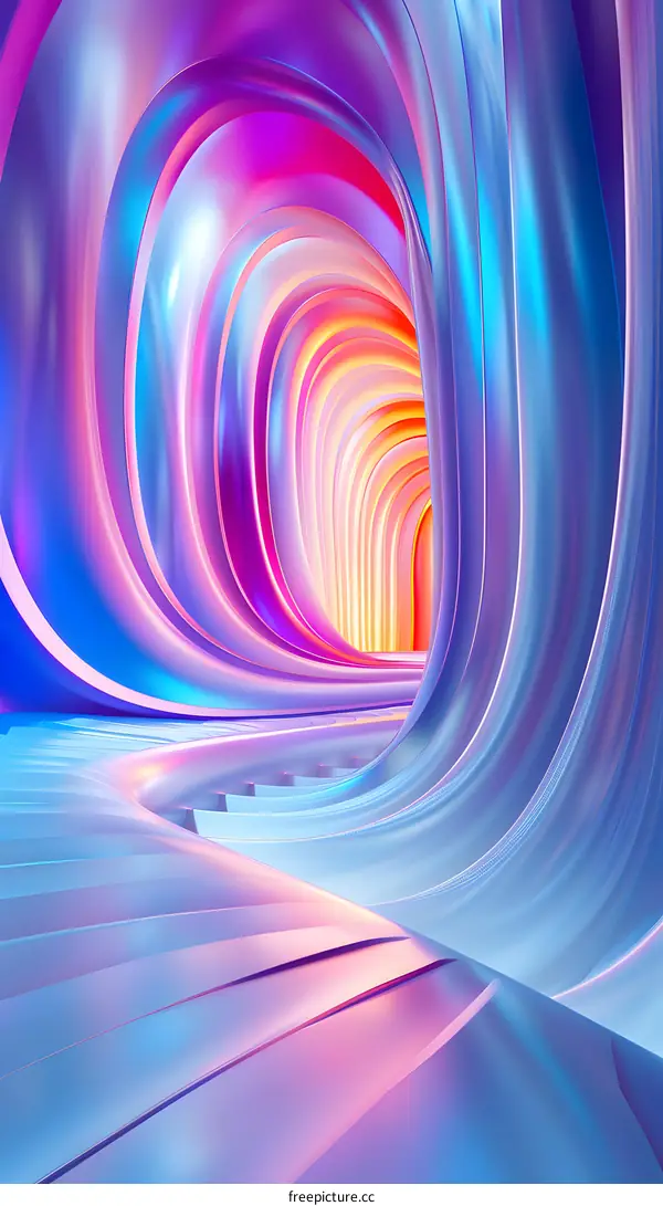 Abstract Tunnel with Neon Lights