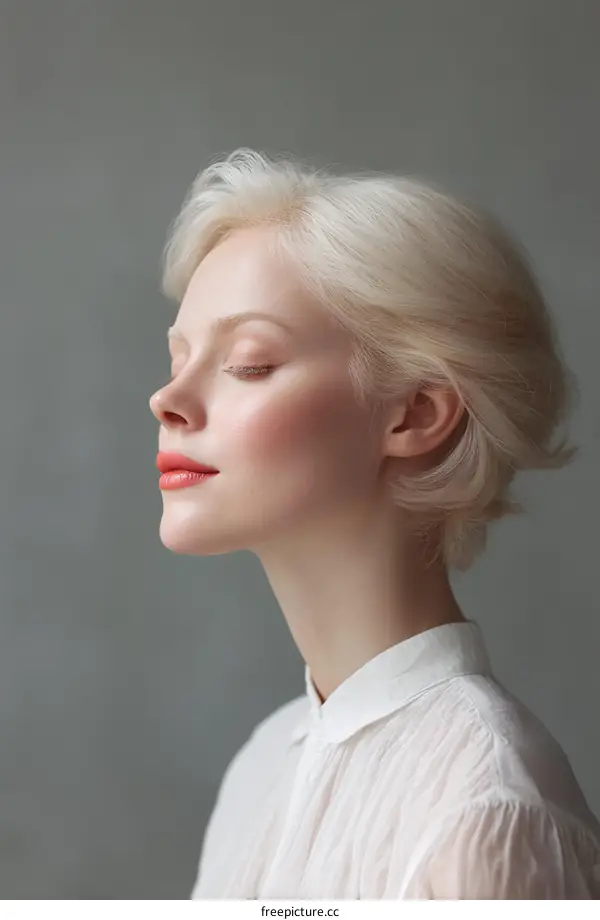 Closeup Portrait of a Caucasian Woman with Elegant Makeup and Hairstyle