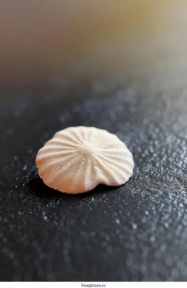 Single seashell on a dark background