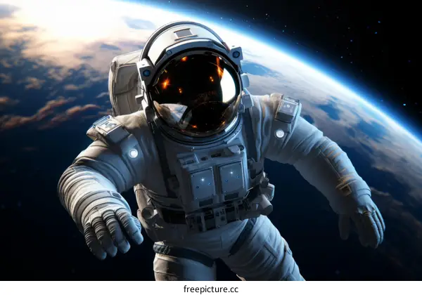 Astronaut Floating in Space with Earth in the Background
