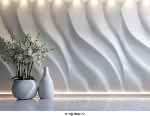 Modern Stylish Interior Design Illustration with White Wall