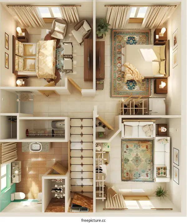 Top View Floor Plan of Modern Home Design