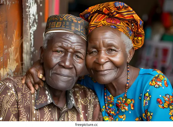 Portrait of an elderly African couple