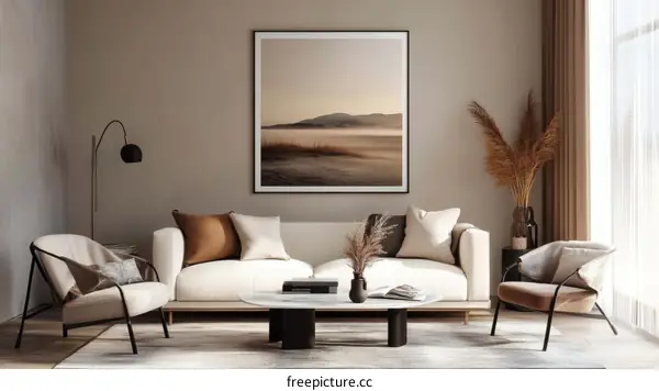 Modern Beige Living Room Interior Design