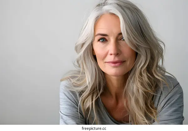 Portrait of a Beautiful Senior Woman with Gray Hair
