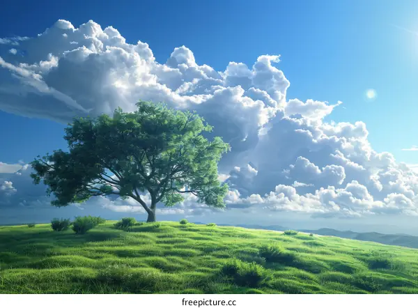 A Peaceful Landscape Under a Cloudy Sky