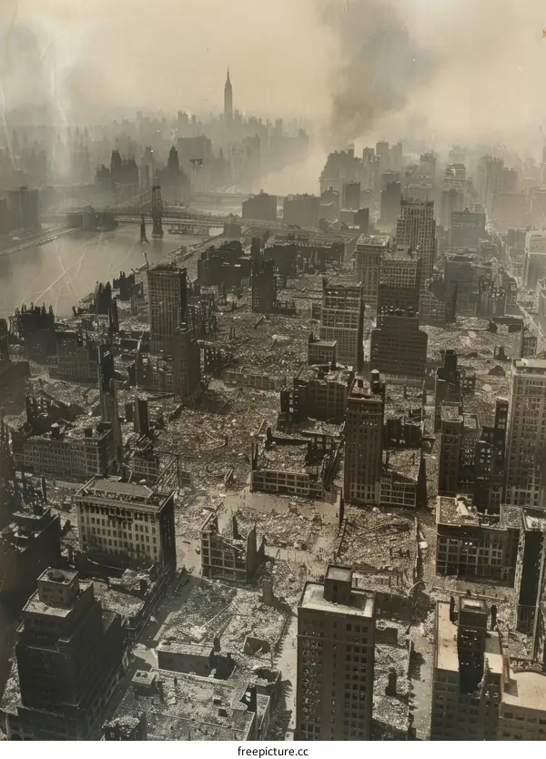 Ruins of Warsaw, Poland, after German bombing in World War II